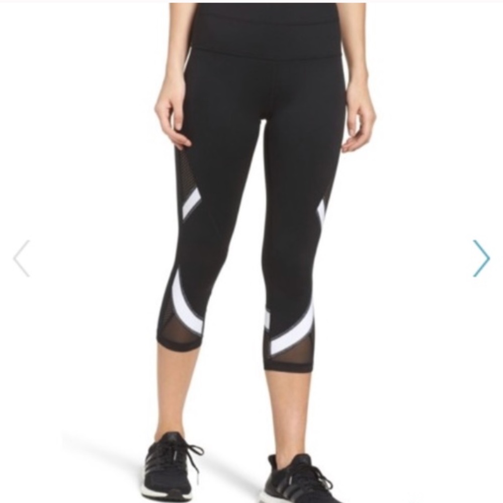 Zella Capri Black and White Mesh Leggings